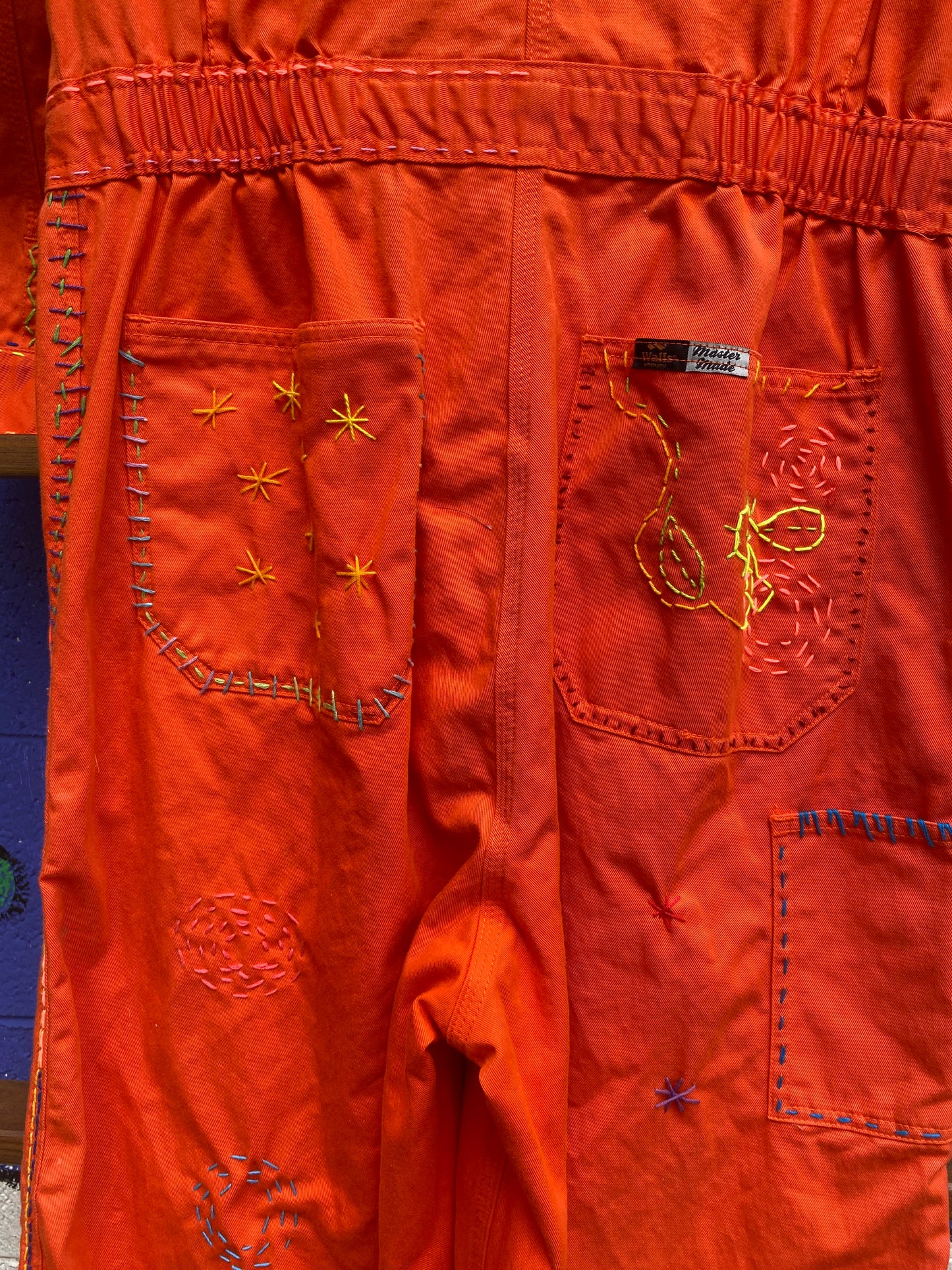 Tripp's Store : Bespoke hand stitched bright orange boiler suit // Men's Size Medium // One of a kind stitched coveralls