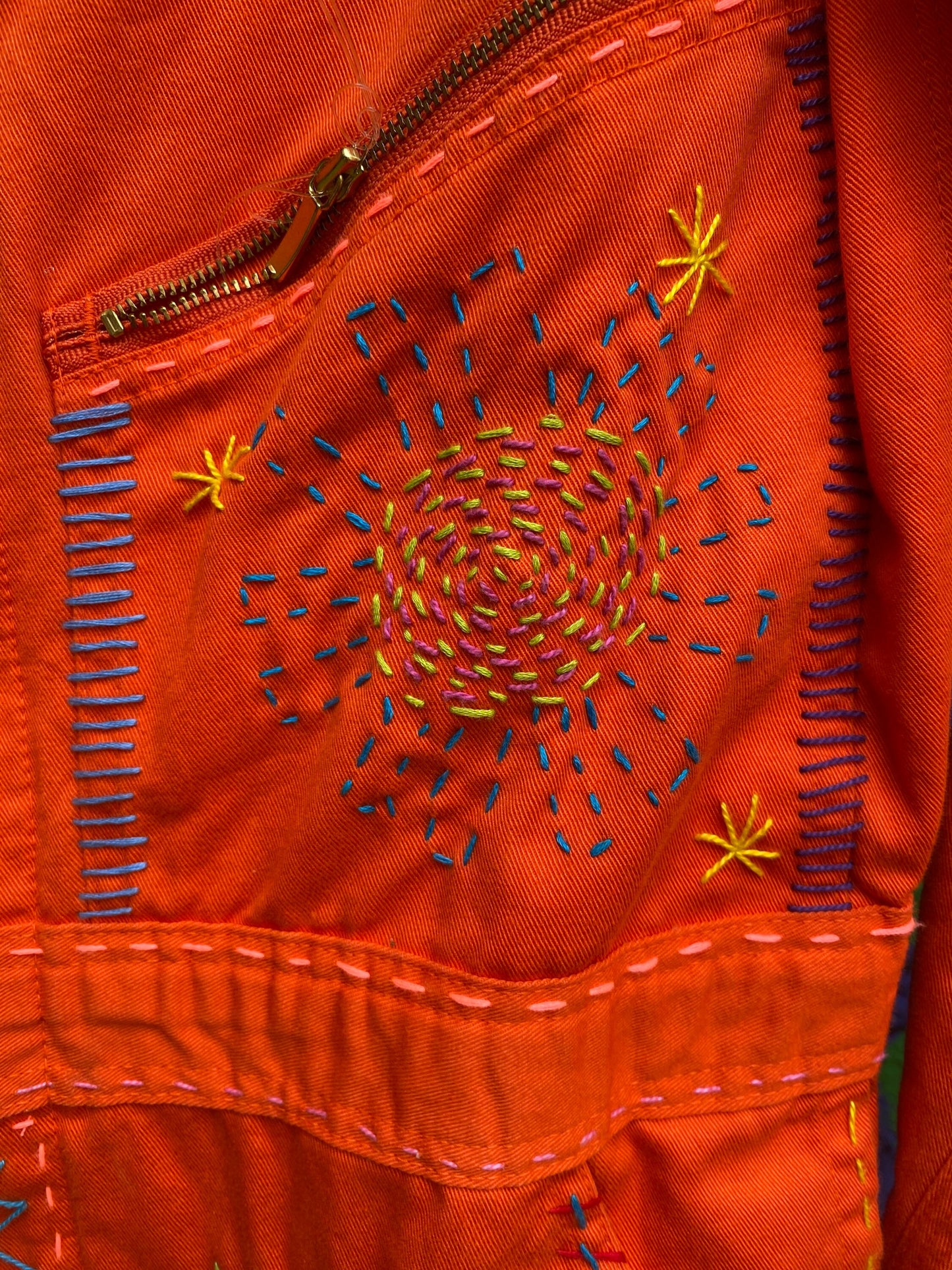 Tripp's Store : Bespoke hand stitched bright orange boiler suit // Men's Size Medium // One of a kind stitched coveralls