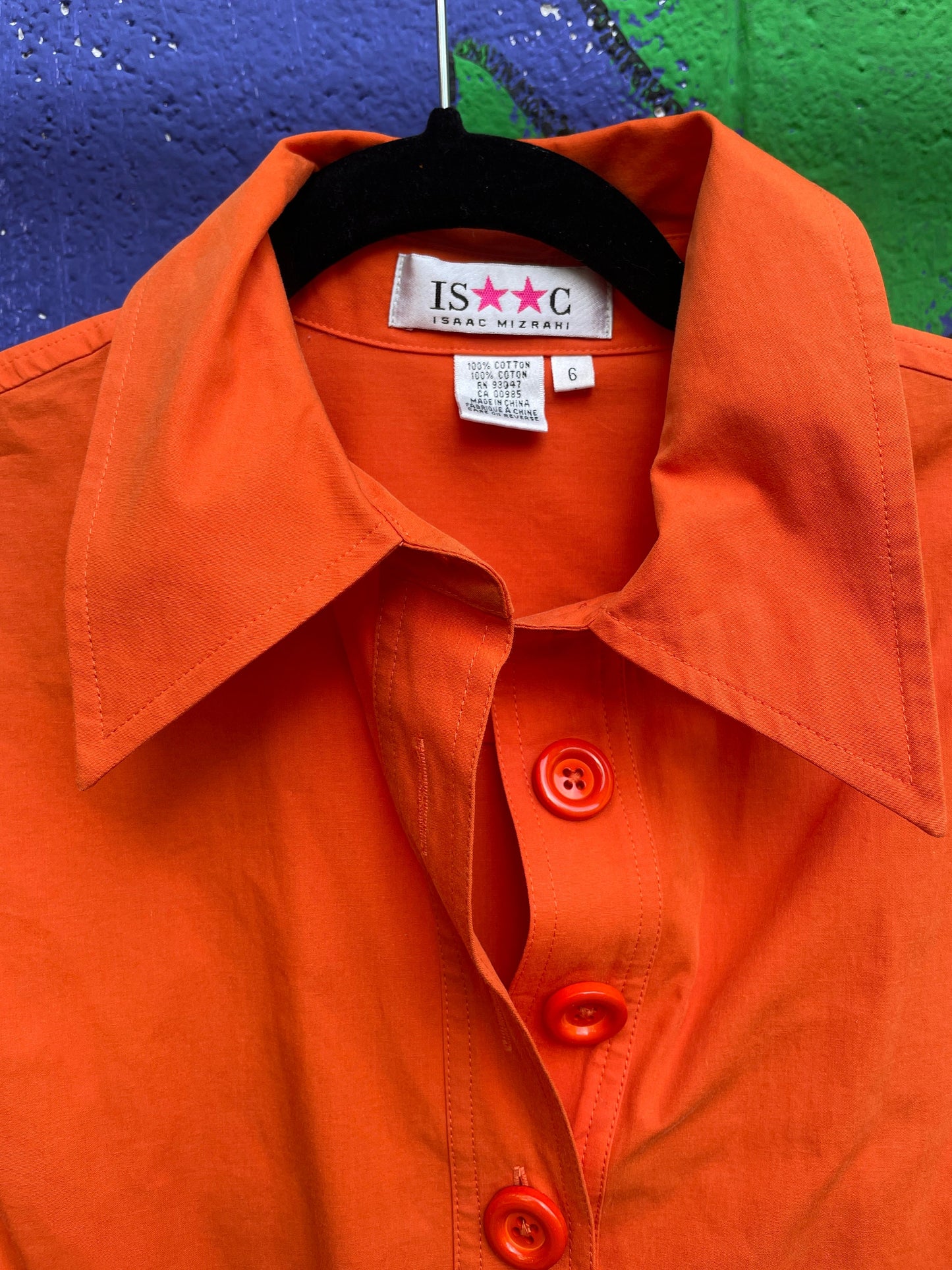 Tripp's Store / DRESS / Orange Cotton Long sleeve Shirtdress Women's Size 6 Isaac Mizrahi 100% Cotton Jumpsuit shirt dress pocket dress