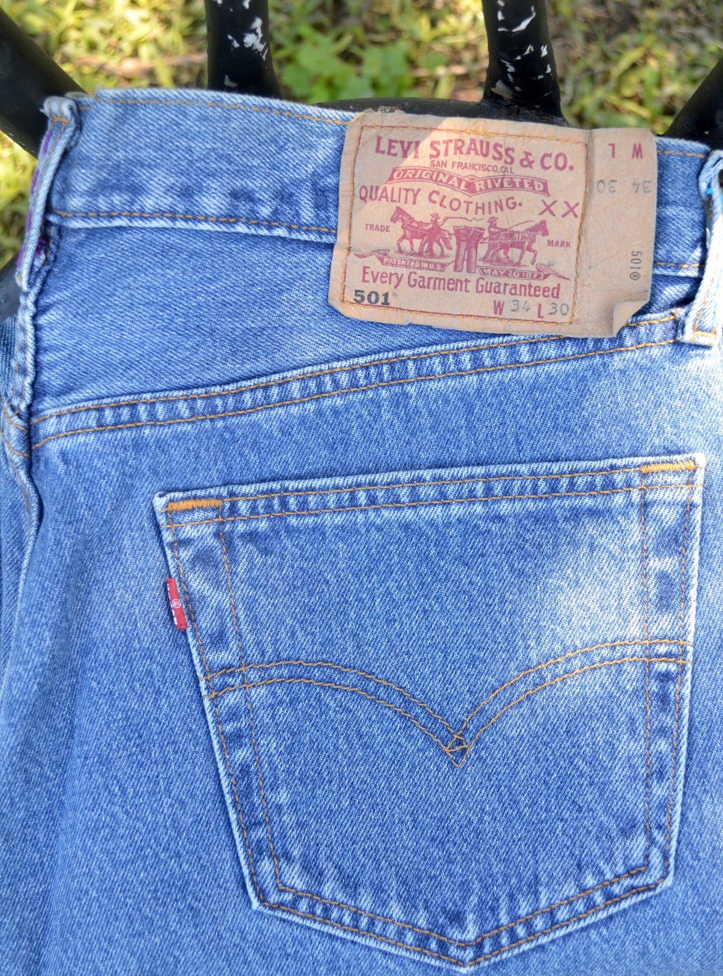 Tripp's Store : One of a kind painted Levi's // 30 X 34 // Levi's 501 custom painted jeans