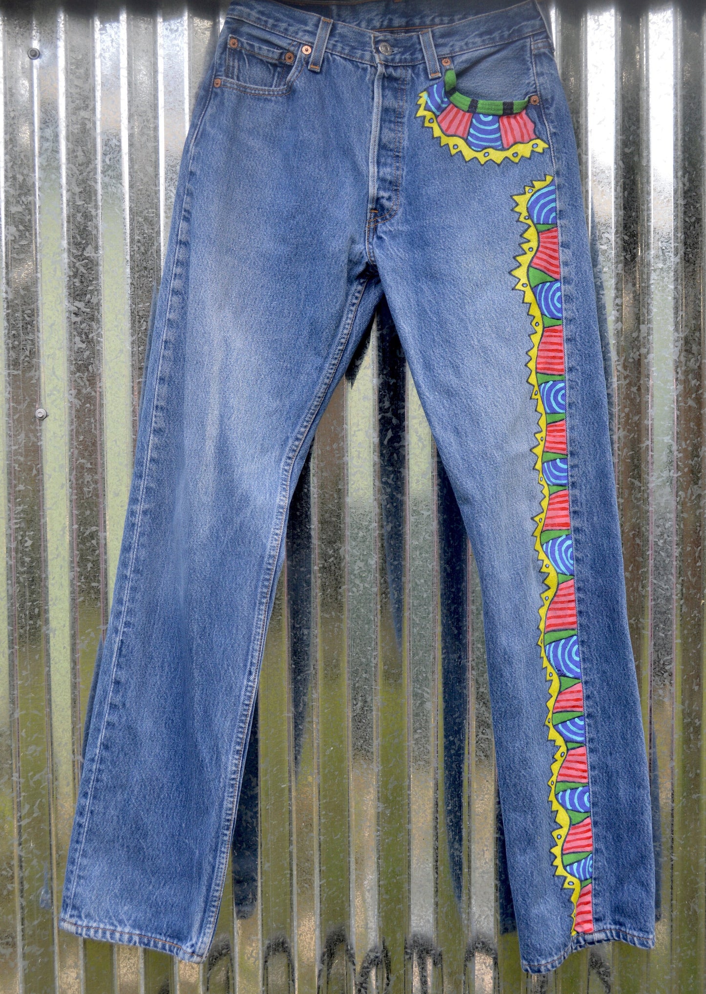 Tripp's Store : One of a kind painted Levi's // 30 X 34 // Levi's 501 custom painted jeans