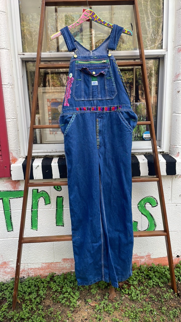 Tripp's Store : Bespoke Overalls // Vintage one of a kind women's overalls // Size 40" x 30" // Mae Lettuce one of a kind stitched overalls