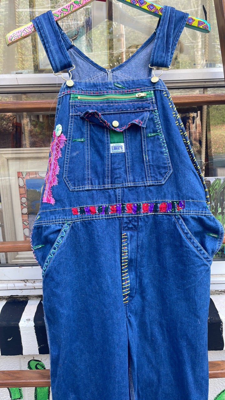 Tripp's Store : Bespoke Overalls // Vintage one of a kind women's overalls // Size 40" x 30" // Mae Lettuce one of a kind stitched overalls