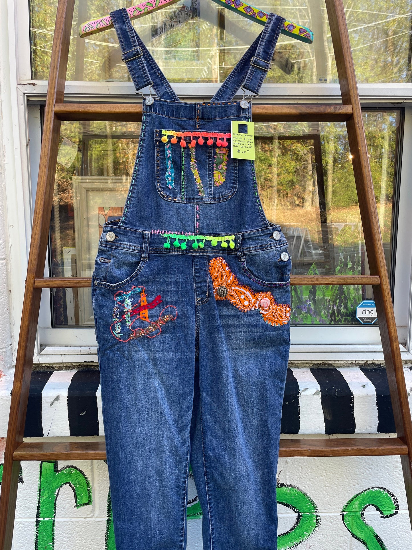 Tripp's Store / Overalls / One of a kind hand stitched Mae Lettuce overalls // size small // Girl's overalls, hand stitched and patched