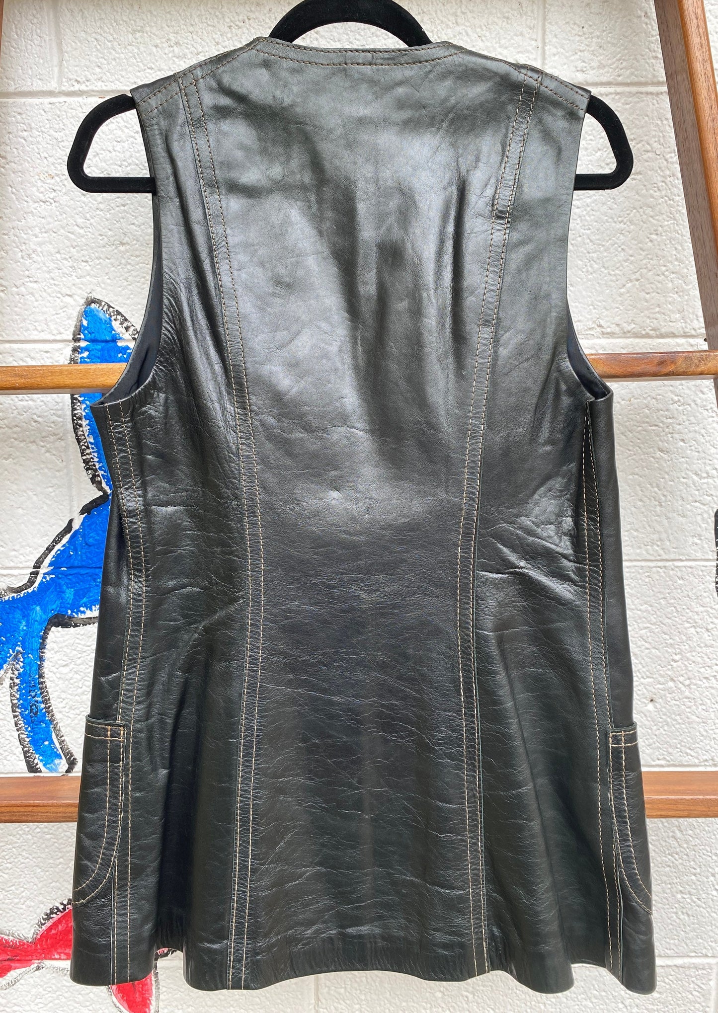 Tripp's Store : Vintage black leather 70's pantsuit // size 12 // Black leather groovy pant suit