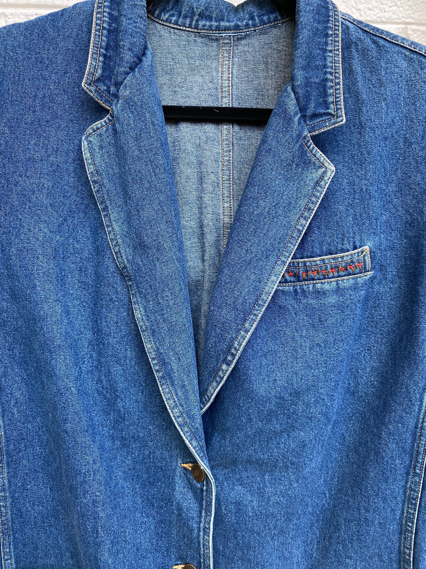 Tripp's Store : One of a kind stitched denim blazer // size large // Stitched bespoke blue jean blazer