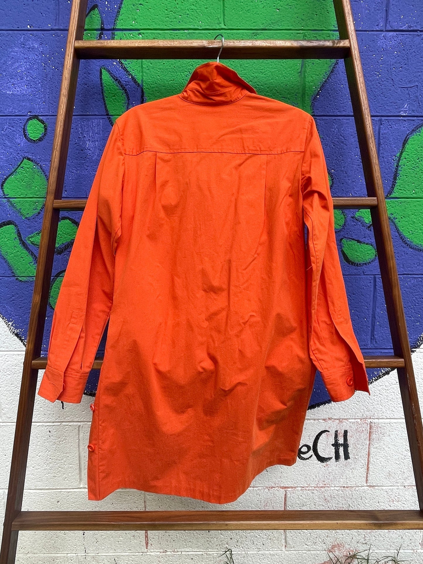 Tripp's Store / DRESS / Orange Cotton Long sleeve Shirtdress Women's Size 6 Isaac Mizrahi 100% Cotton Jumpsuit shirt dress pocket dress