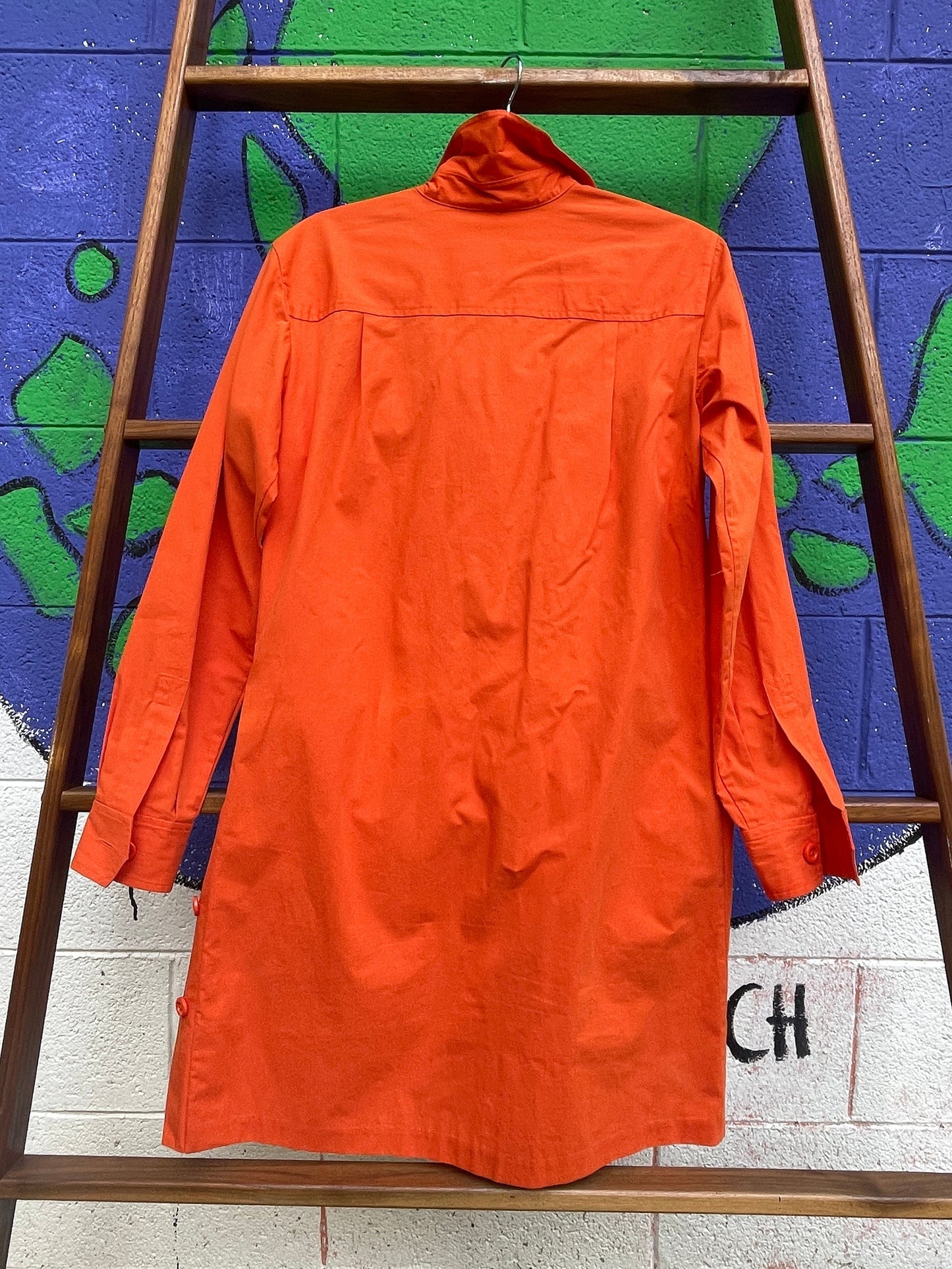 Tripp's Store / DRESS / Orange Cotton Long sleeve Shirtdress Women's Size 6 Isaac Mizrahi 100% Cotton Jumpsuit shirt dress pocket dress
