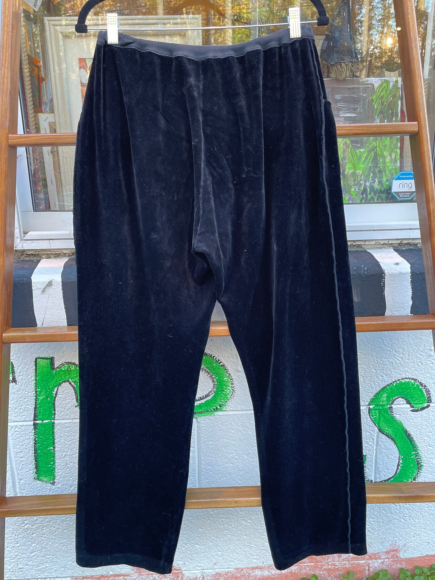 Tripp's Store : Black velvet Sonia Rykiel yoga pants // XL// Black velvet yoga pants