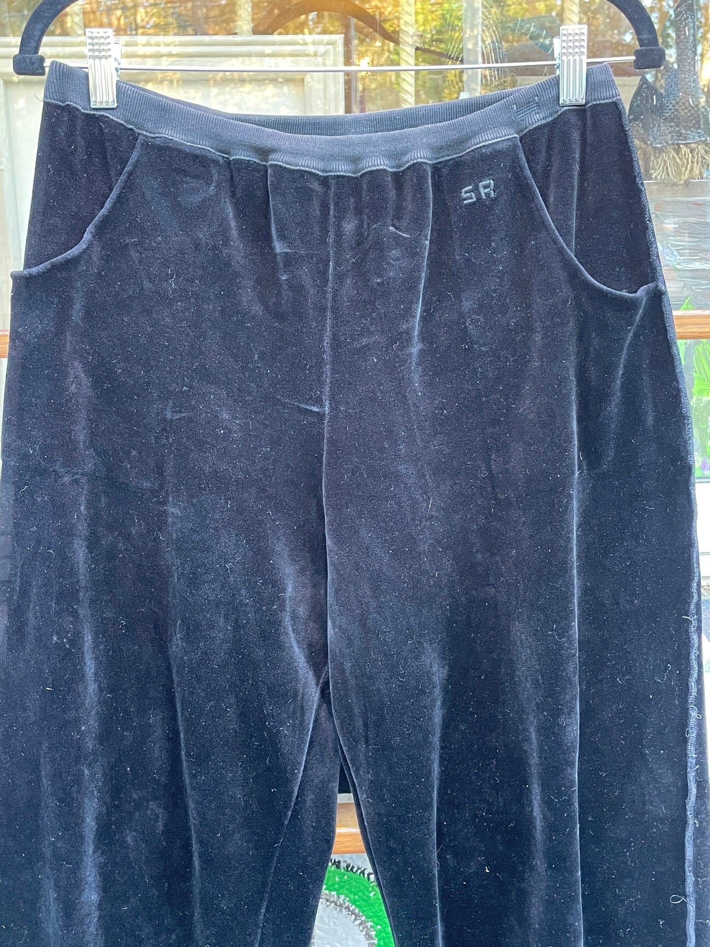 Tripp's Store : Black velvet Sonia Rykiel yoga pants // XL// Black velvet yoga pants