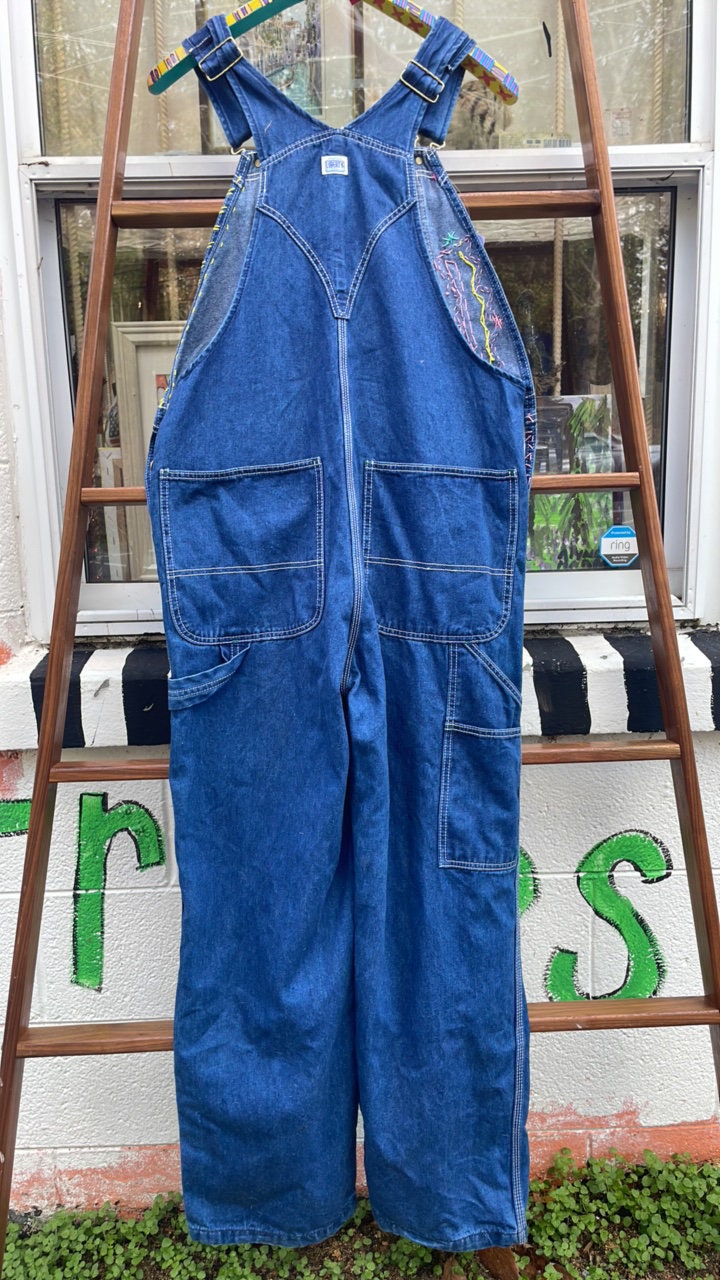 Tripp's Store : Bespoke Overalls // Vintage one of a kind women's overalls // Size 40" x 30" // Mae Lettuce one of a kind stitched overalls