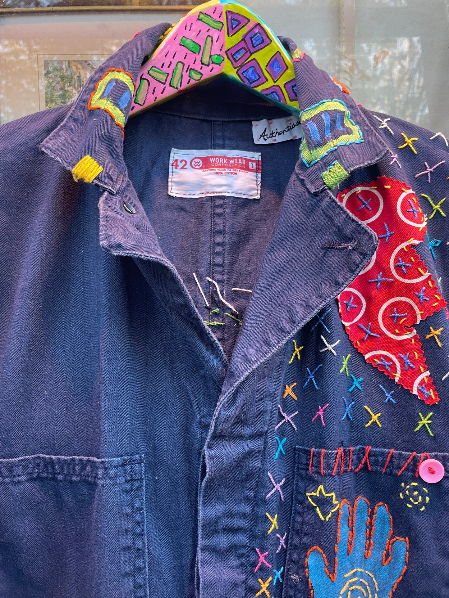 Tripp's Store : Bespoke coverall/boiler suit // 42 X 32 // Navy blue one of a kind boho art flight suit jumpsuit coveralls