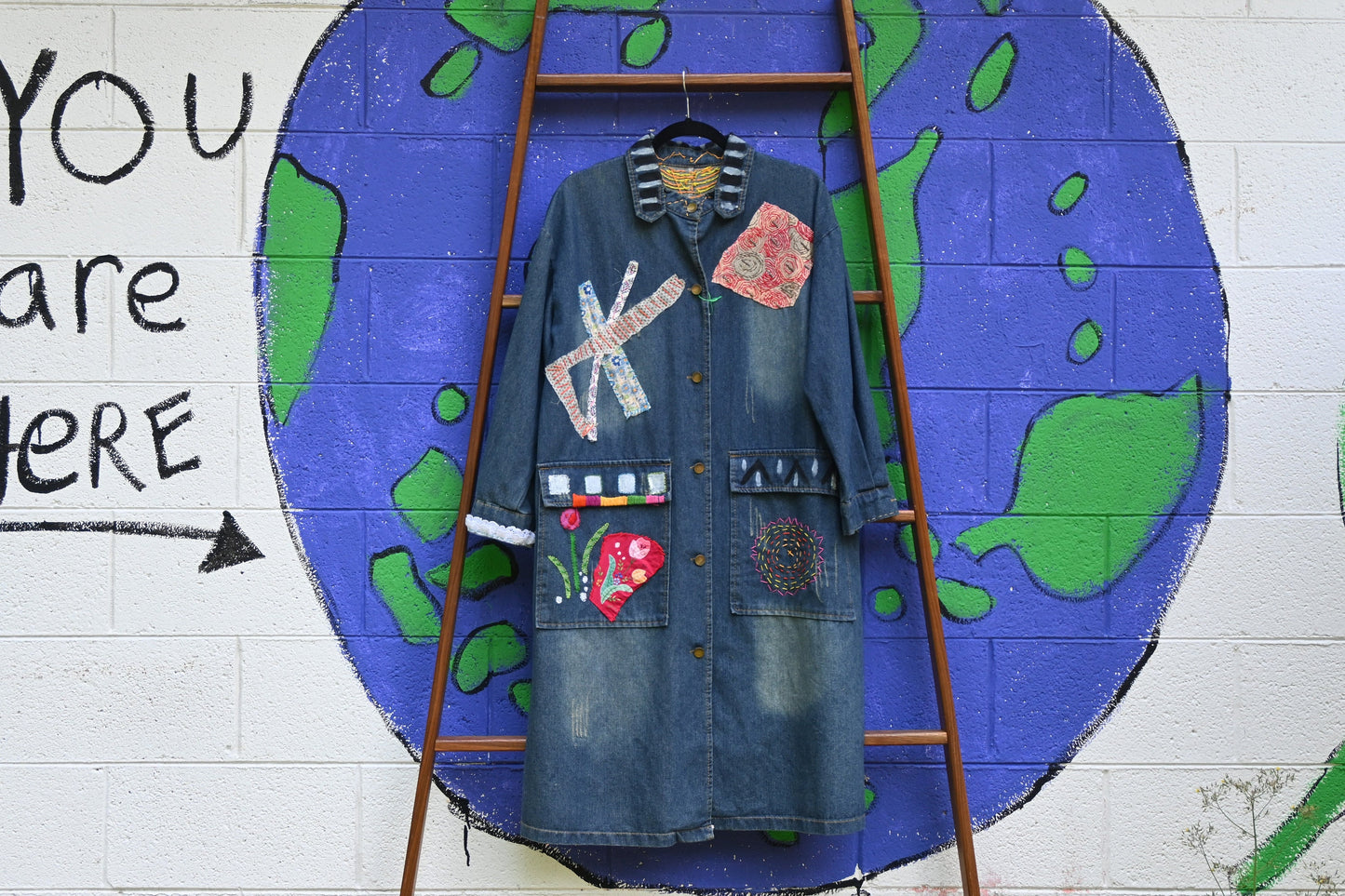 Tripp's Store / JACKET / women's OOAK blue jean coat; Bespoke denim duster; Women's custom A line denim coat; art piece