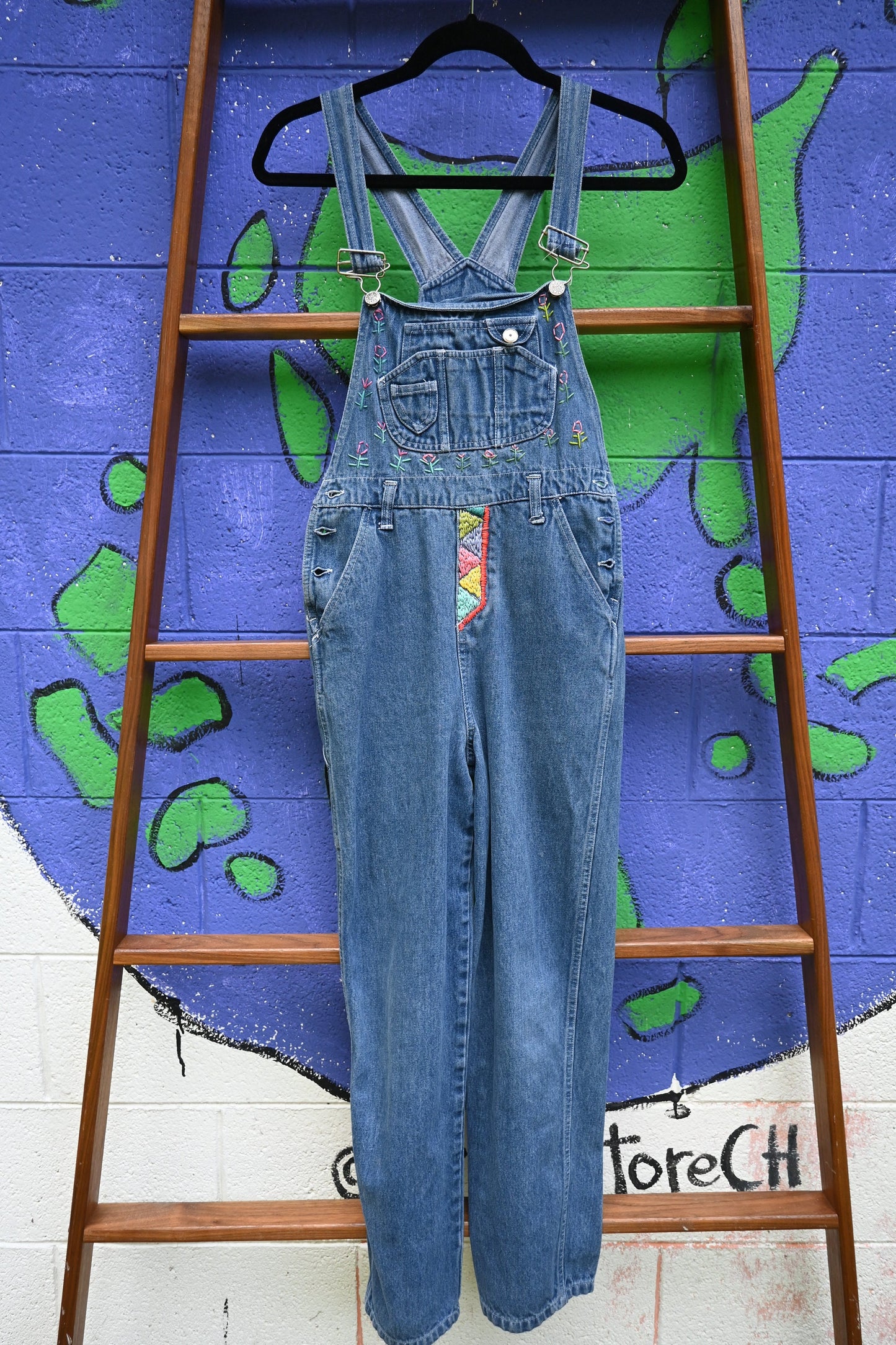 Tripp's Store / Bespoke girl's overalls; OOAK stitched overalls; boho overalls; Girl's size 16 overalls