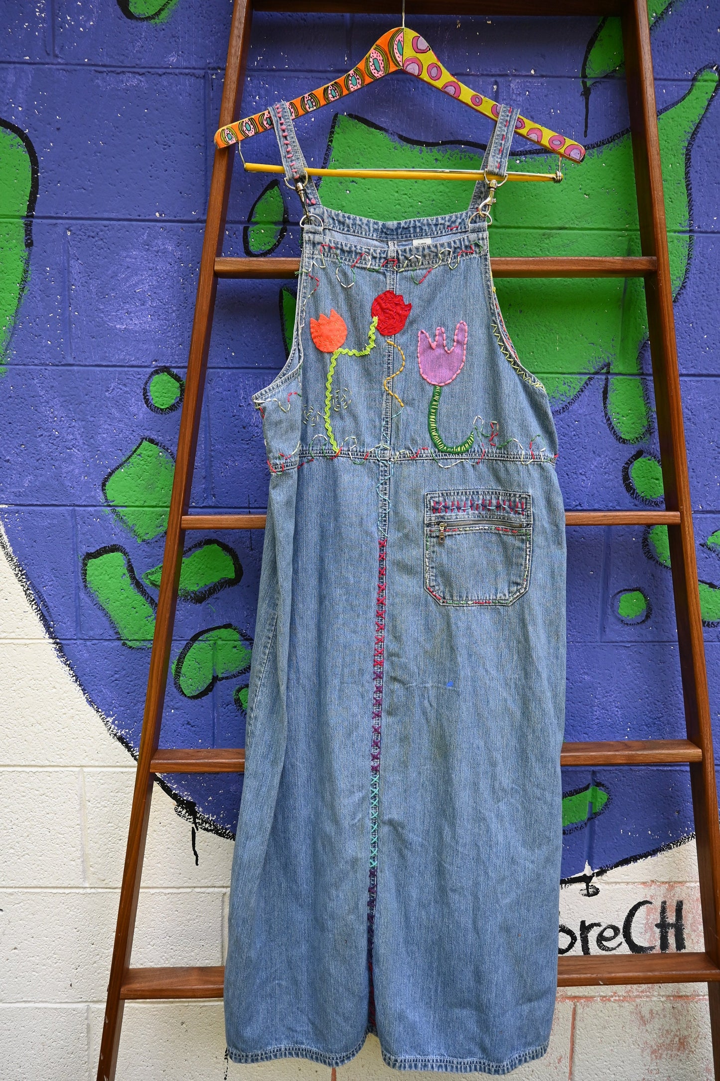 Tripp's Store / Dress / OOAK blue jean stitched and patched dress // XL // Overall style bespoke dress