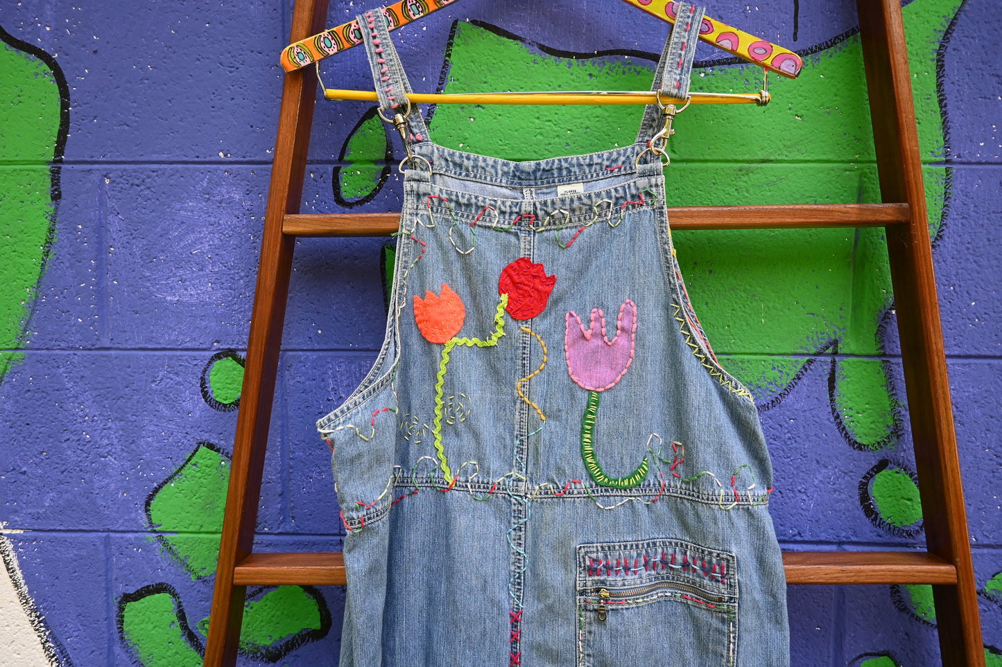 Tripp's Store / Dress / OOAK blue jean stitched and patched dress // XL // Overall style bespoke dress