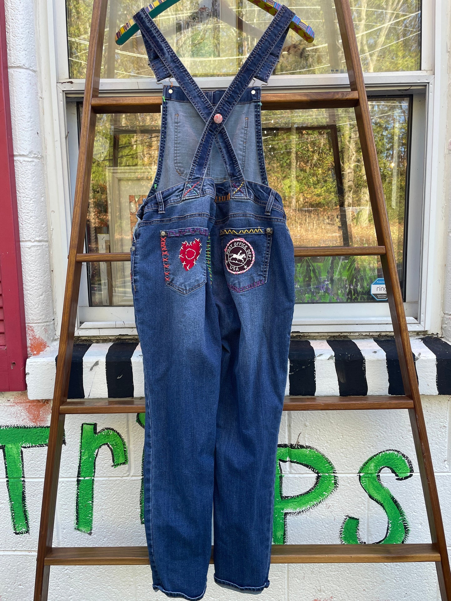 Tripp's Store / Overalls / One of a kind hand stitched  Mae Lettuce overalls // size small // Girl's overalls, hand stitched and patched