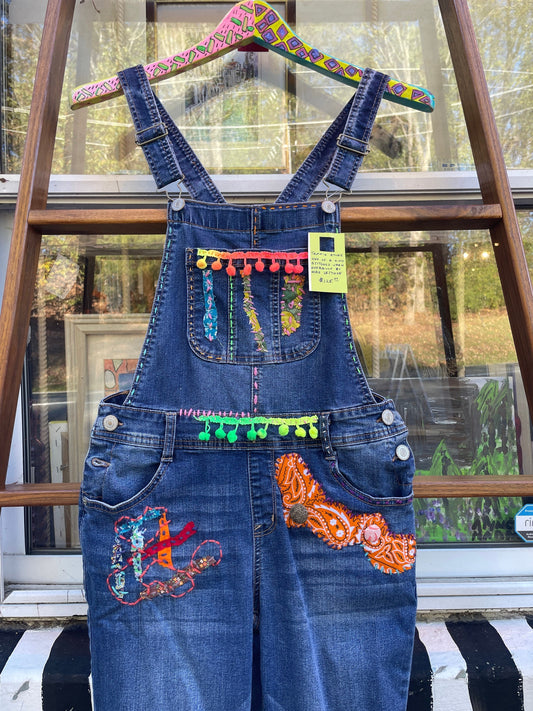 Tripp's Store / Overalls / One of a kind hand stitched  Mae Lettuce overalls // size small // Girl's overalls, hand stitched and patched