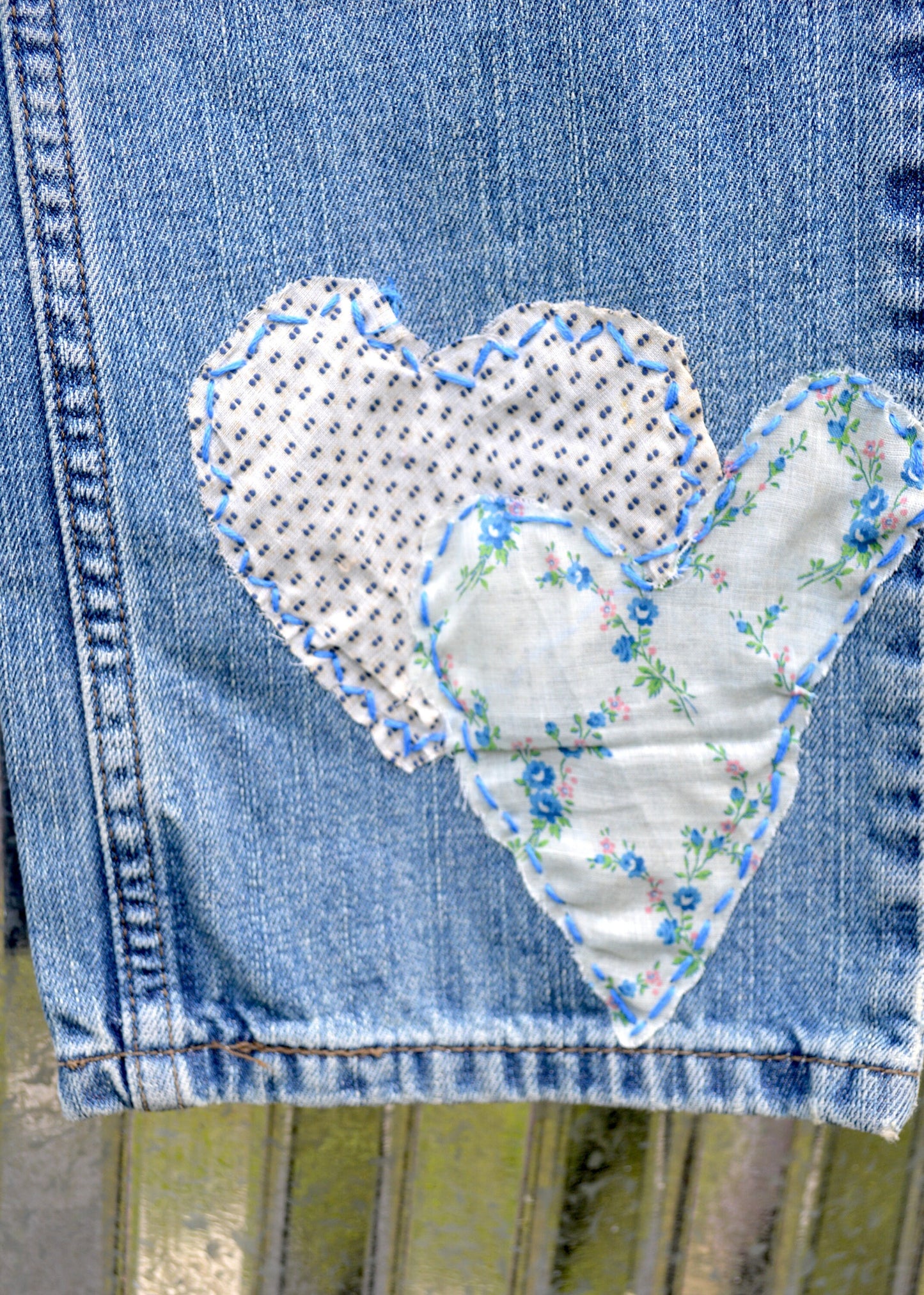 Tripp's Store / Jeans / Bespoke women's 514 Levi's // size 28 X32 // Peace jeans - stitched, patched and wonderful