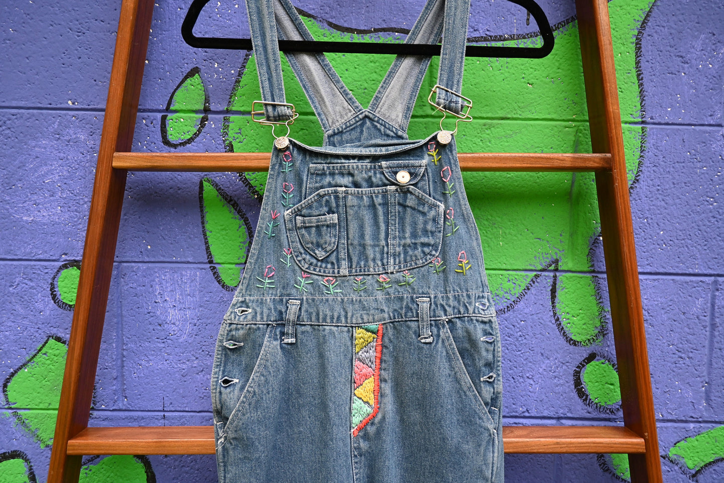 Tripp's Store / Bespoke girl's overalls; OOAK stitched overalls; boho overalls; Girl's size 16 overalls