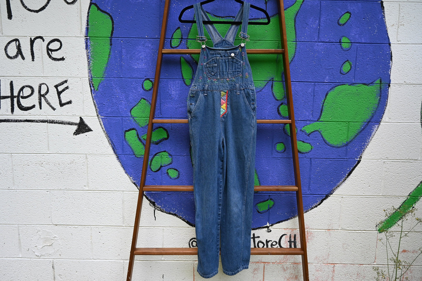 Tripp's Store / Bespoke girl's overalls; OOAK stitched overalls; boho overalls; Girl's size 16 overalls